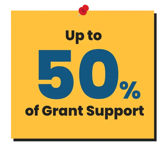 Up to 50% of Grant Support
